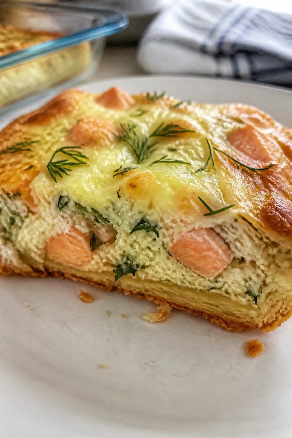 Smoked Salmon Dill Cream Cheese Crescent Roll Casserole