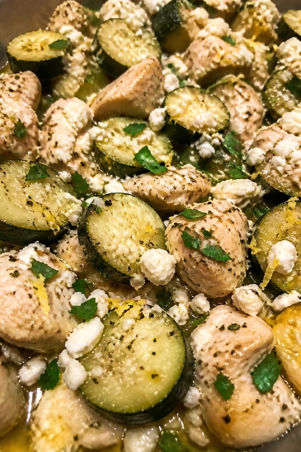 Greek Lemon Feta Chicken and Zucchini Casserole