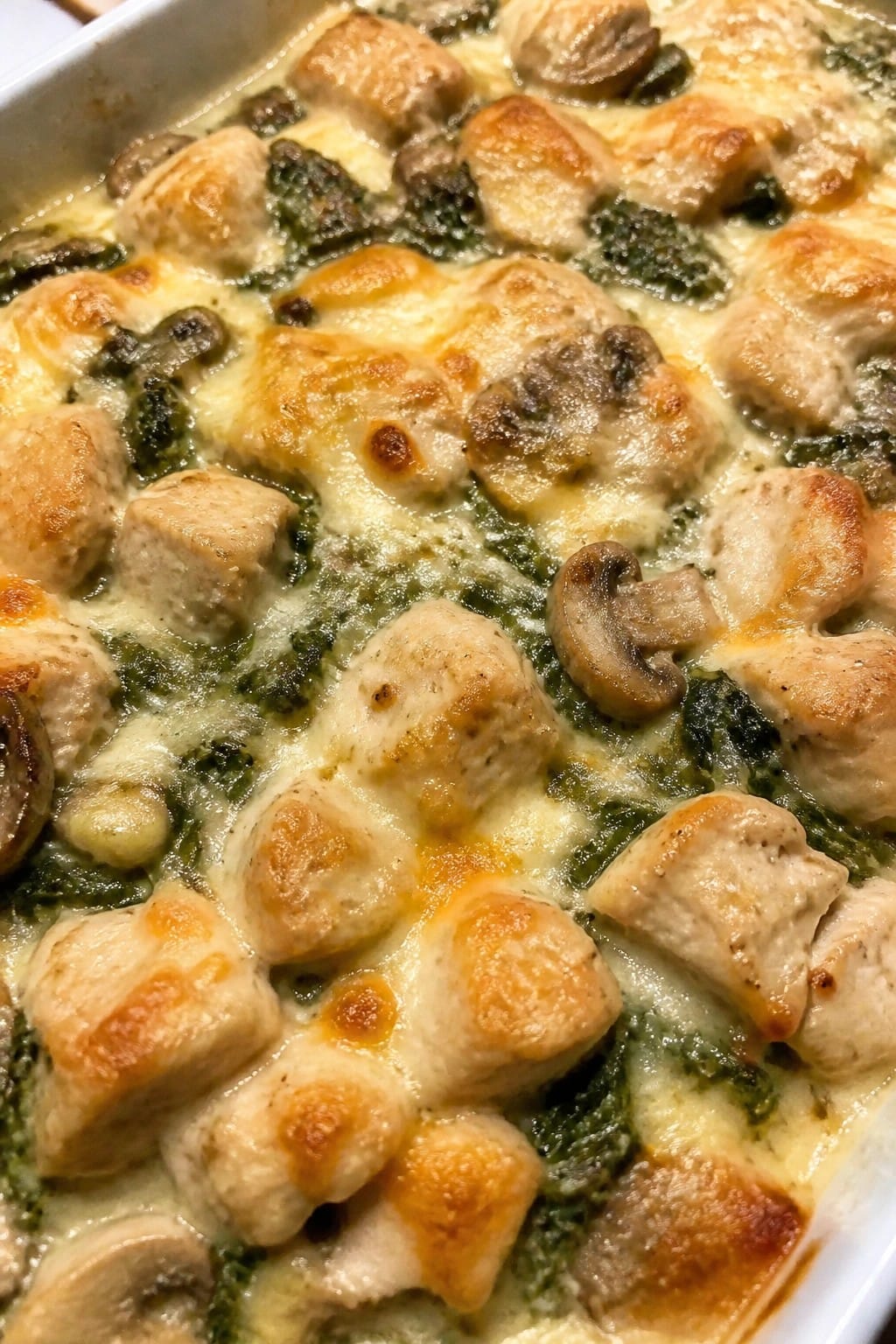 Mushroom Swiss Chicken and Spinach Casserole