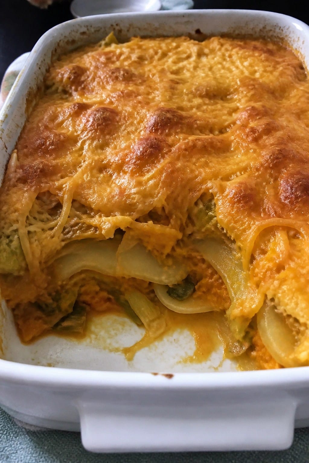 Cheesy Pumpkin Potato and Leek Casserole