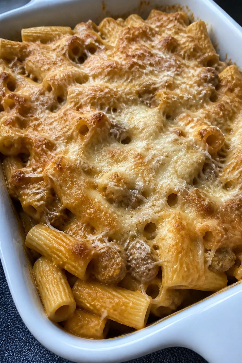 Creamy Pumpkin Sausage Rigatoni Casserole