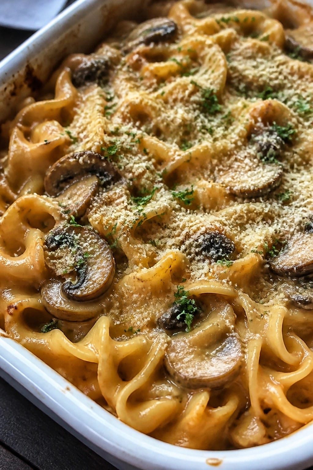Wild Mushroom Pumpkin Stroganoff Bake