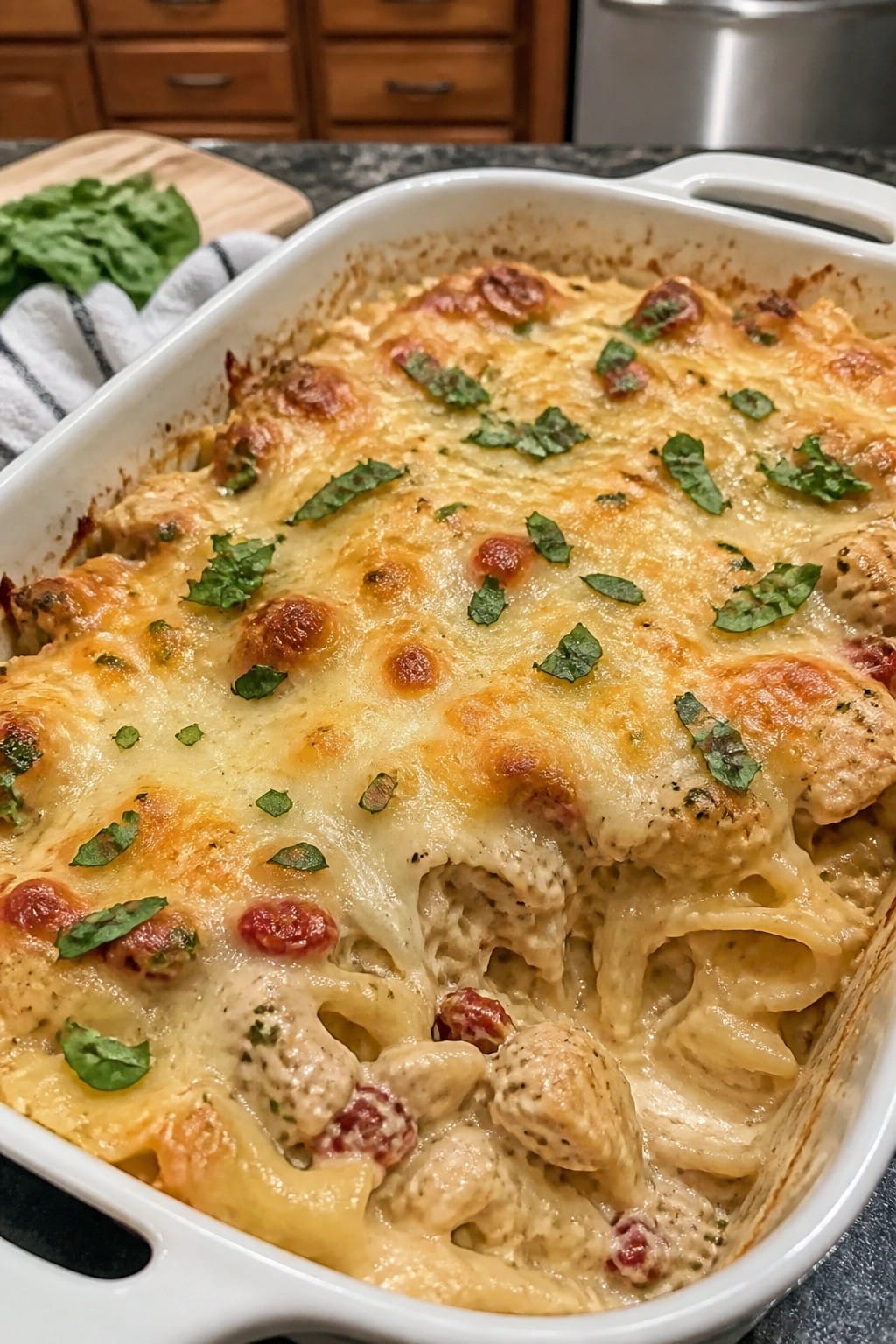 Italian Sun-Dried Tomato Chicken Noodle Casserole