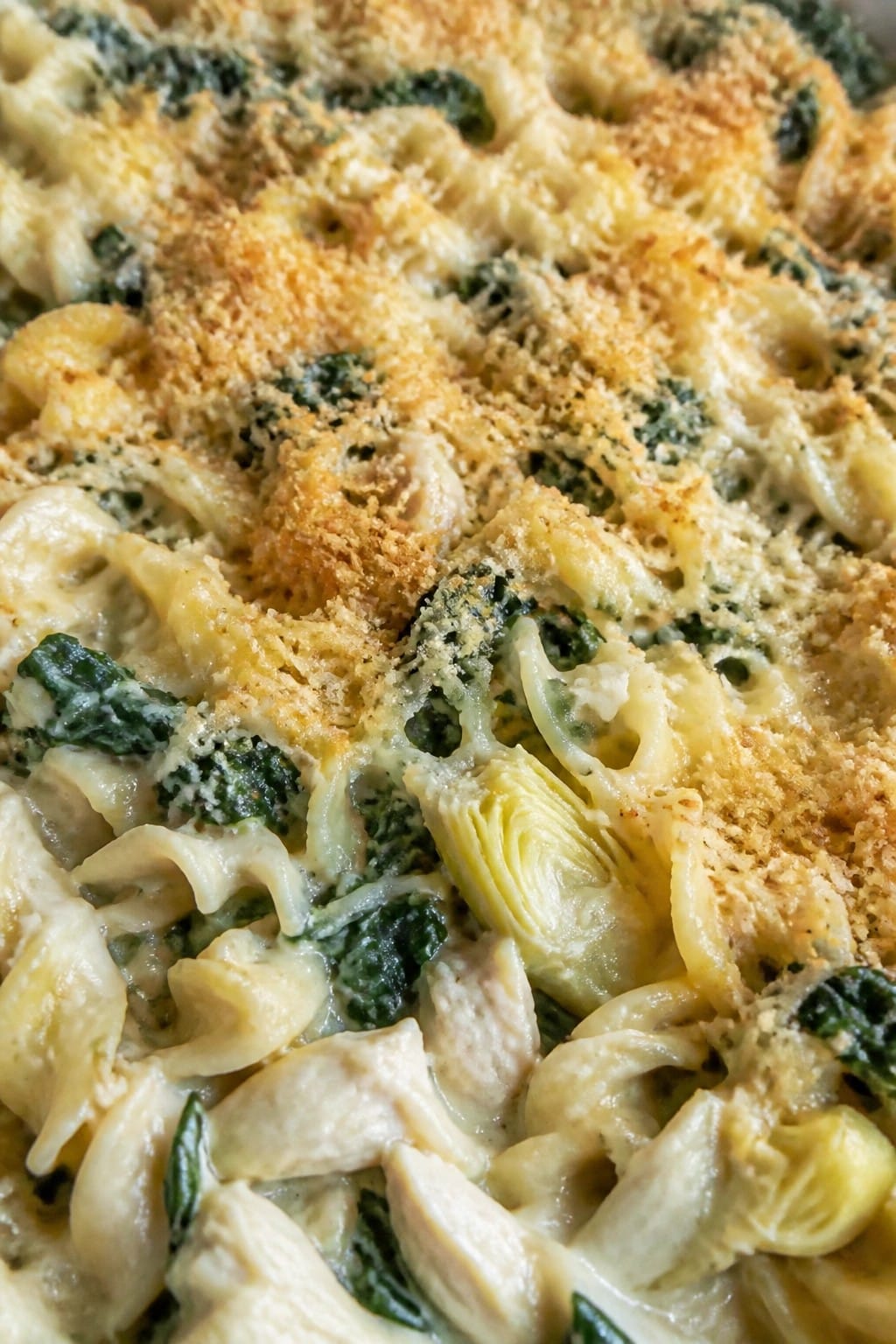 Spinach Artichoke Chicken Noodle Casserole