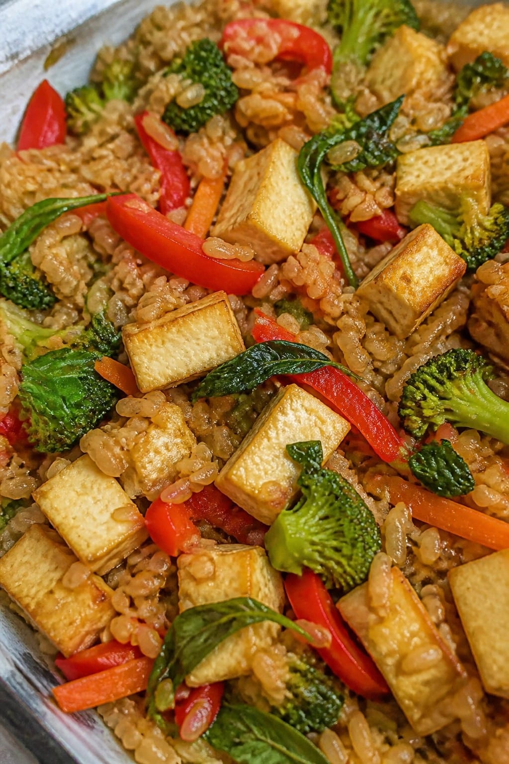 Thai Basil Tofu Vegetable Brown Rice Casserole