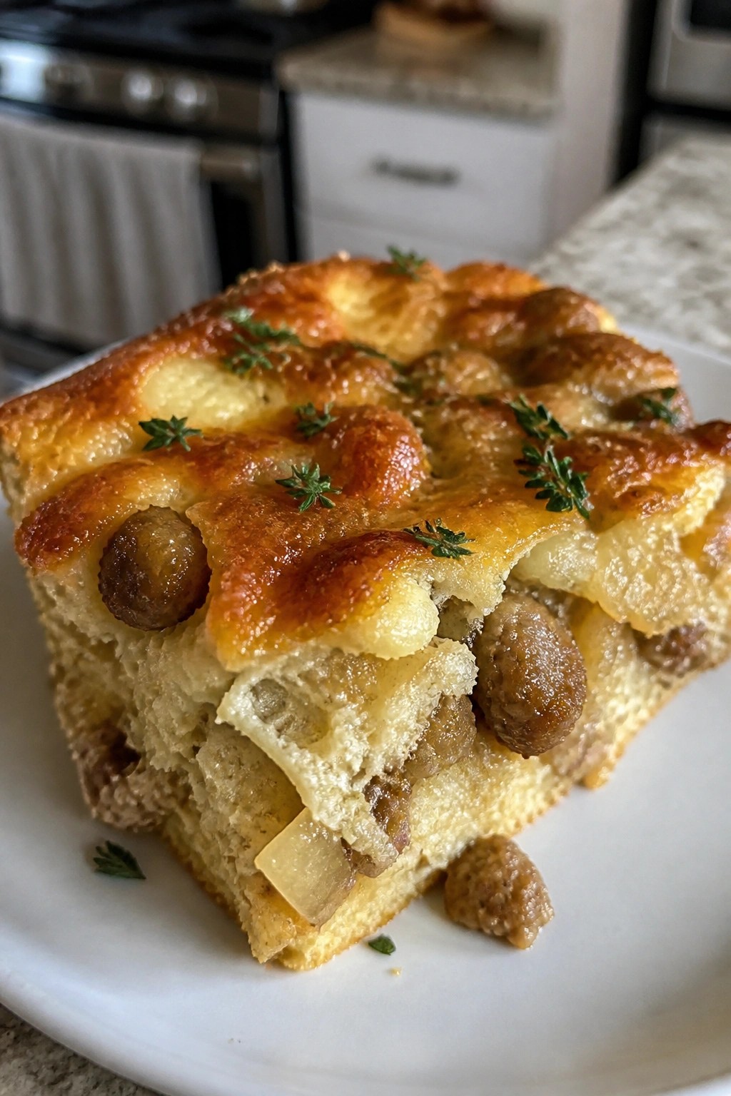 Sausage Caramelized Onion and Gouda Breakfast Casserole