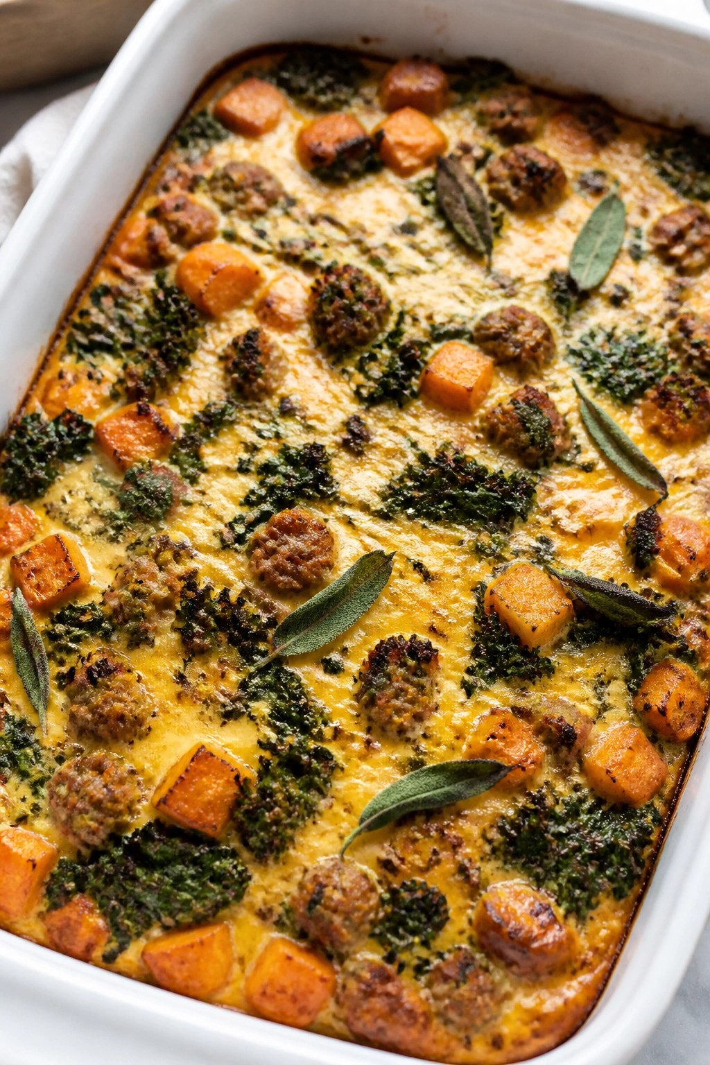 Sausage Kale Sweet Potato and Sage Bake