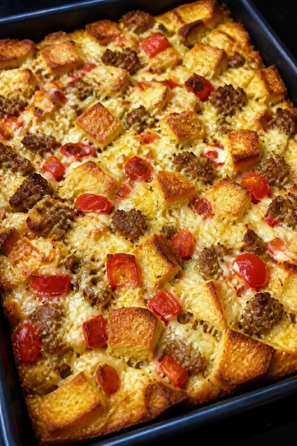Spicy Sausage Pepper Jack and Roasted Pepper Casserole