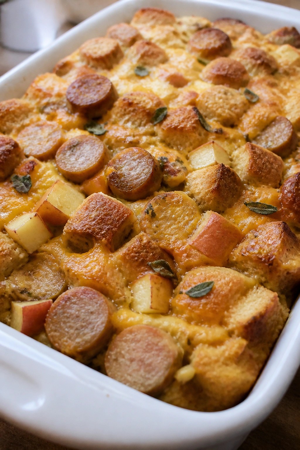 Apple, Sage, and Chicken Sausage Breakfast Casserole
