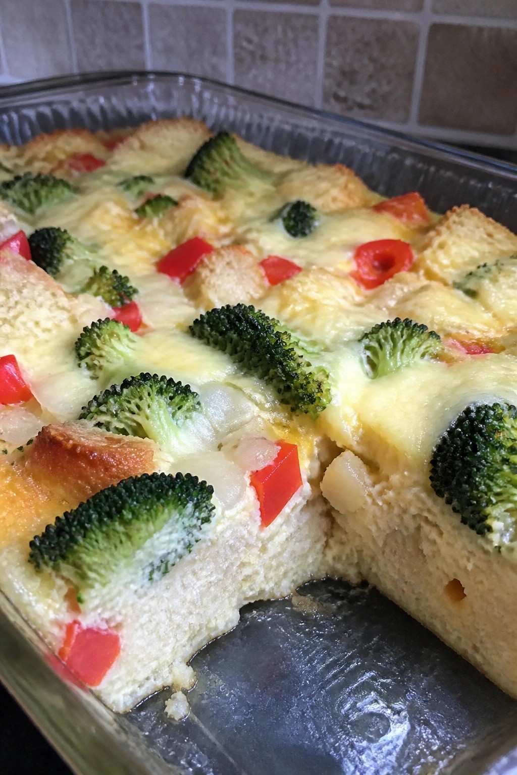 Broccoli, Red Pepper, and Swiss Breakfast Casserole