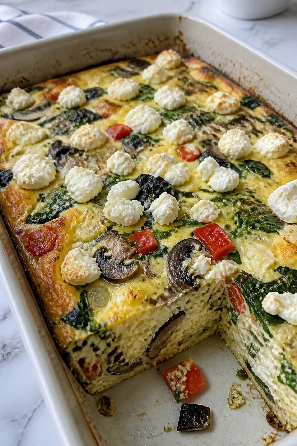 Loaded Veggie and Goat Cheese Breakfast Casserole