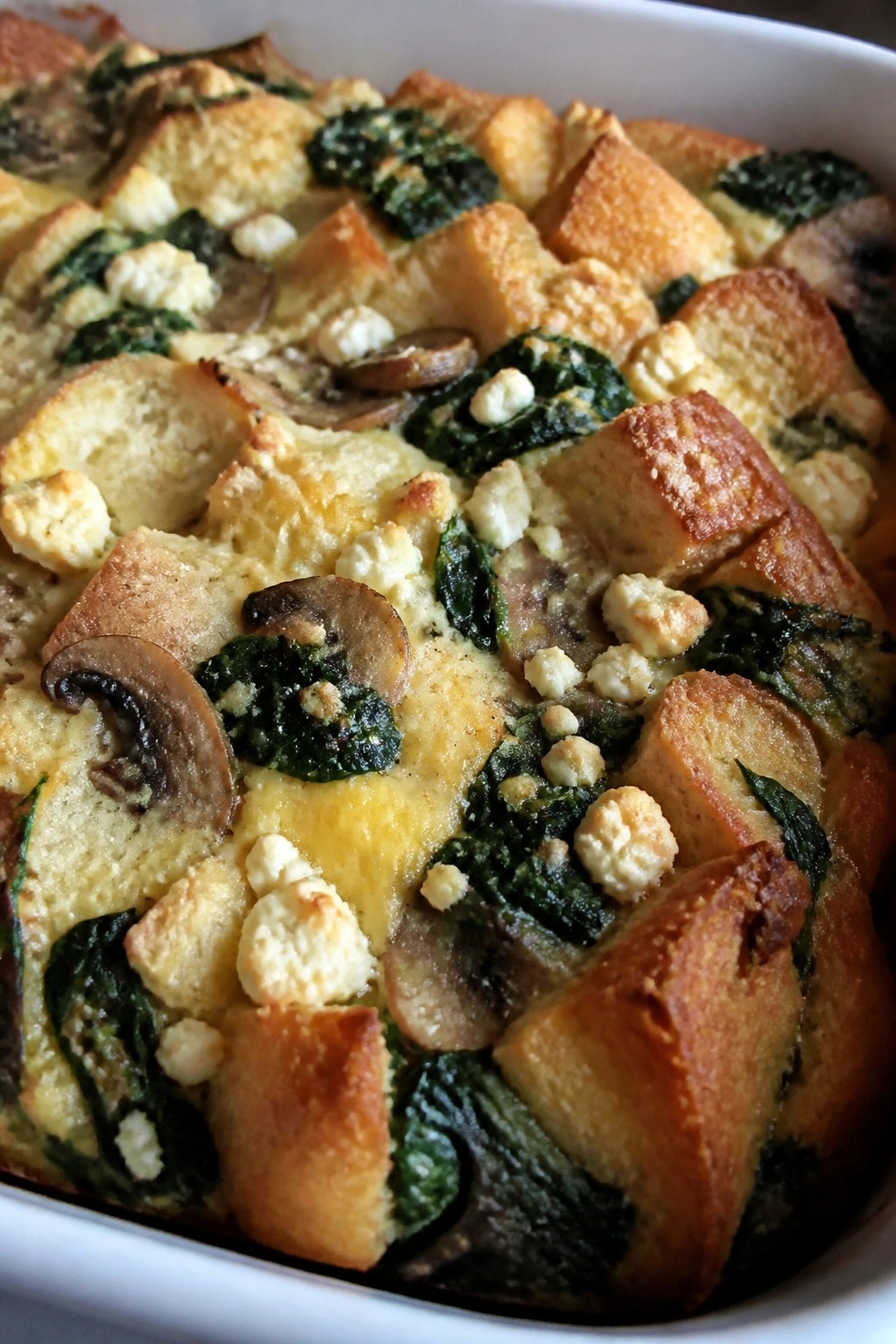 Spinach, Mushroom, and Feta Breakfast Casserole