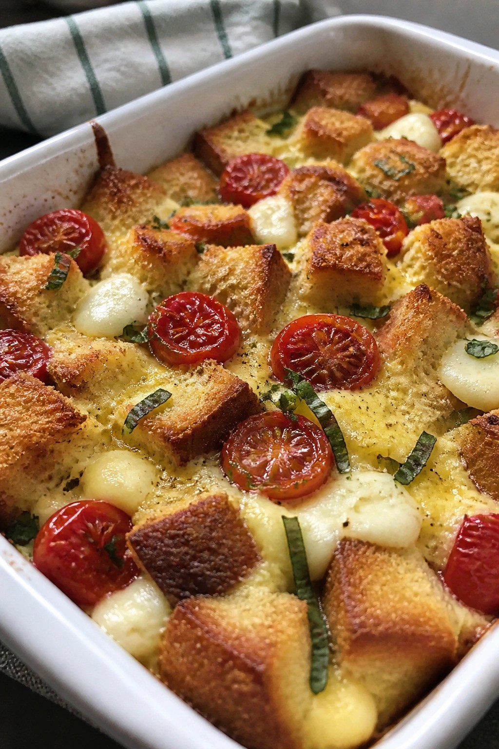 Tomato, Basil, and Mozzarella Caprese Breakfast Casserole