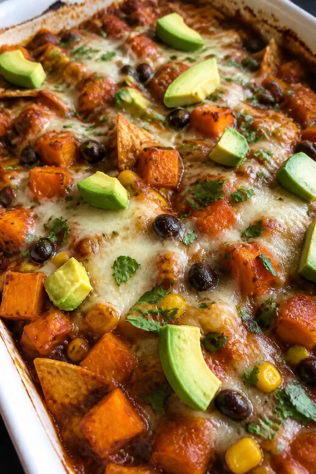 Vegetarian Black Bean Sweet Potato Enchilada Bake