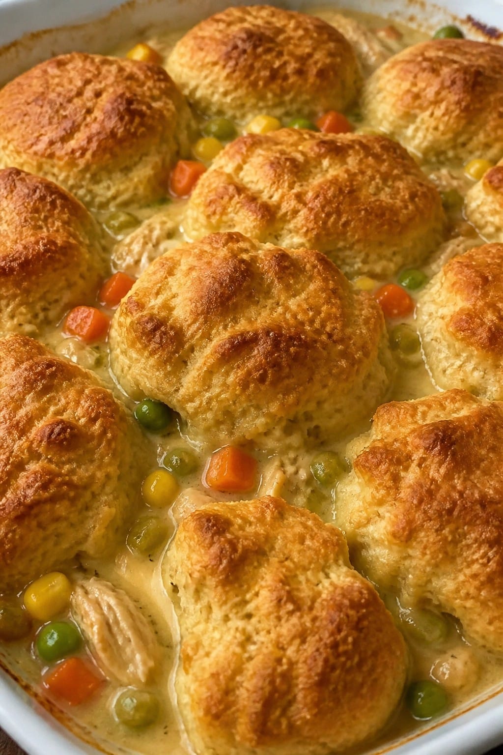 Chicken Pot Pie Casserole with Biscuit Topping