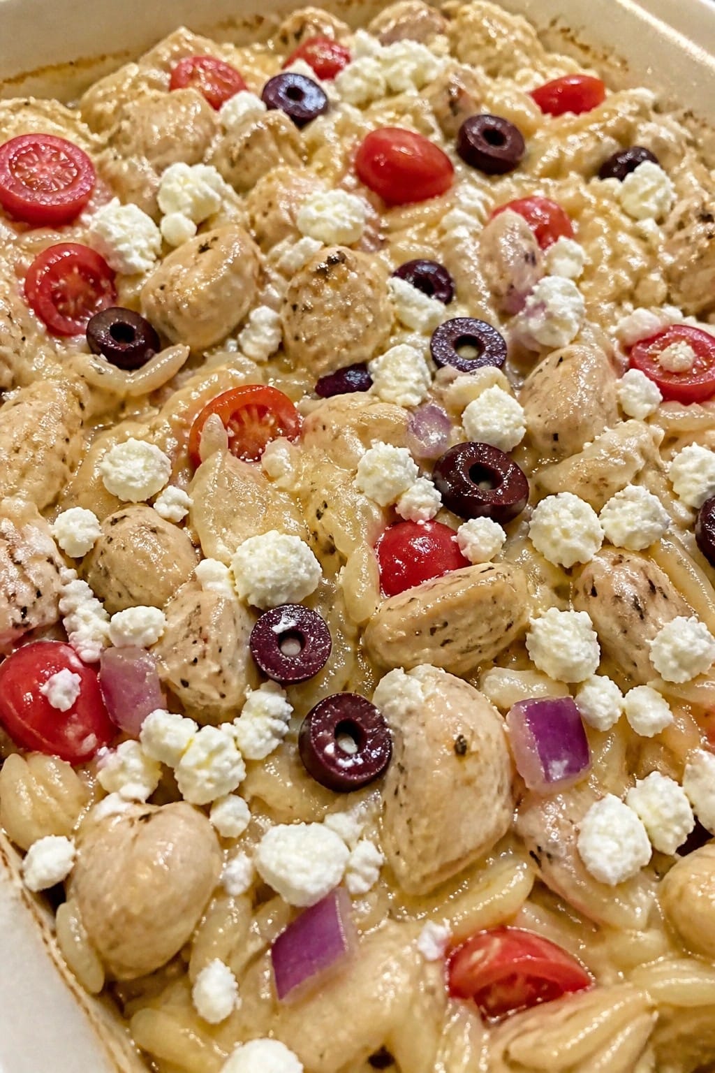 Greek Chicken Orzo Casserole with Feta