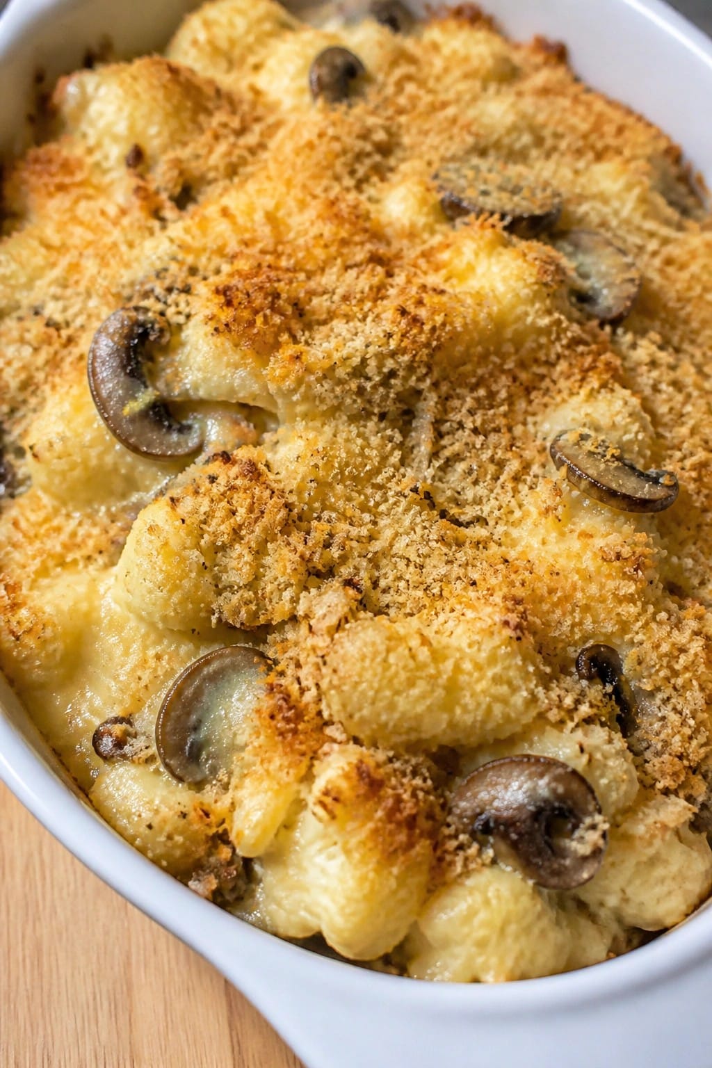 Cauliflower and Mushroom Casserole with Parmesan Breadcrumb Topping
