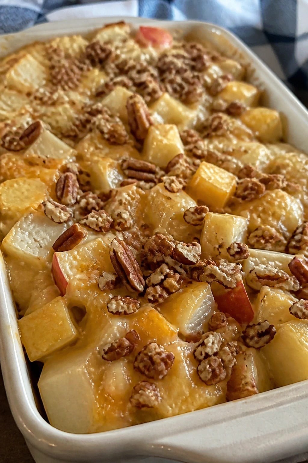 Turnip and Apple Casserole with Colby Jack and Pecan Crunch