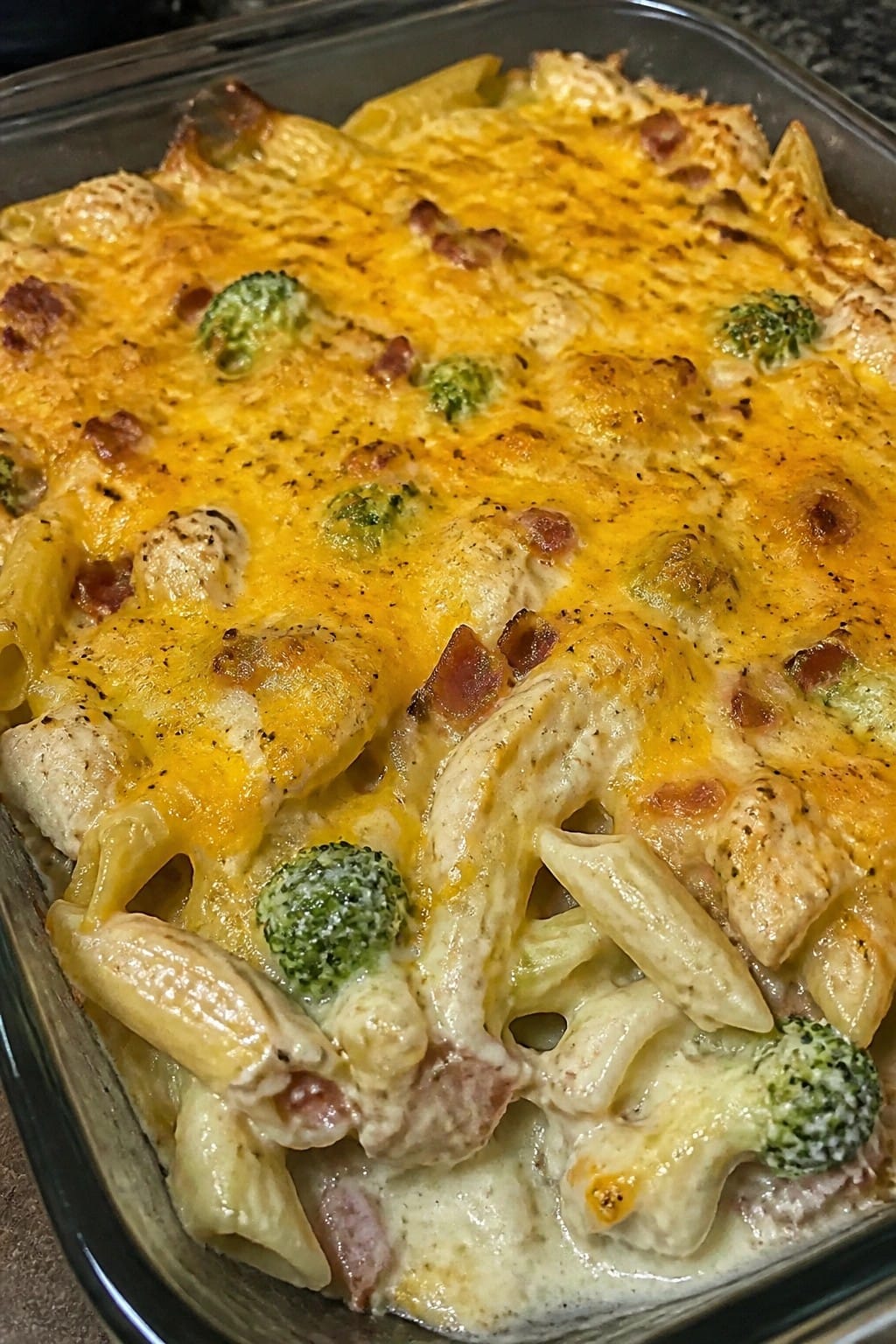 Bacon Ranch Chicken and Broccoli Pasta Casserole