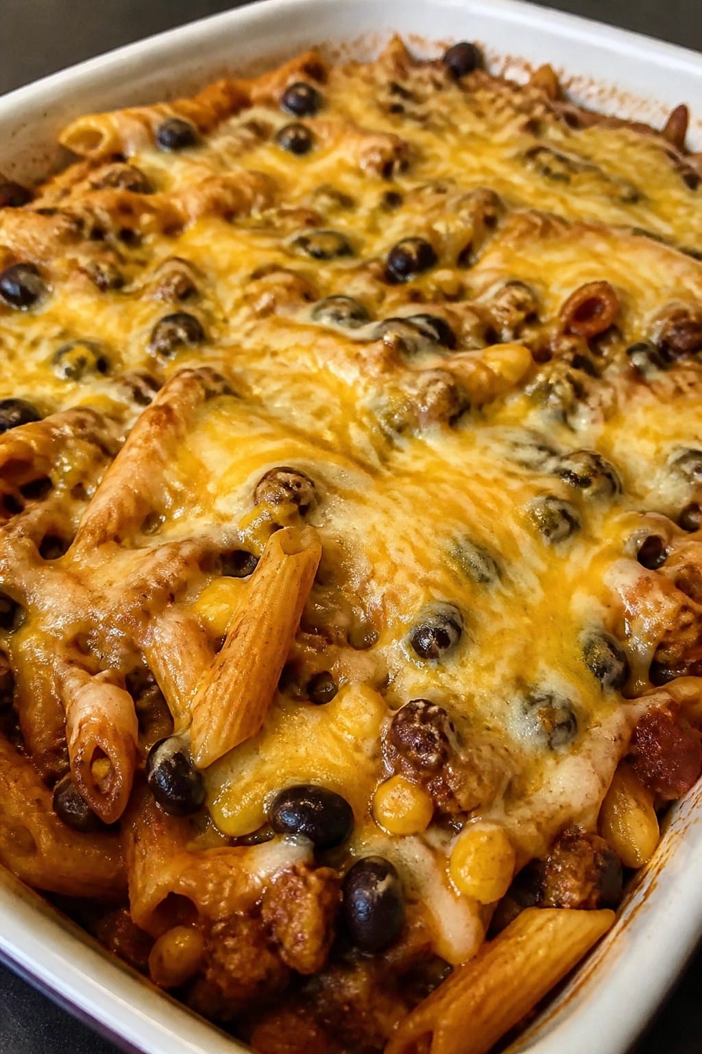 Mexican Chorizo Black Bean and Corn Pasta Bake