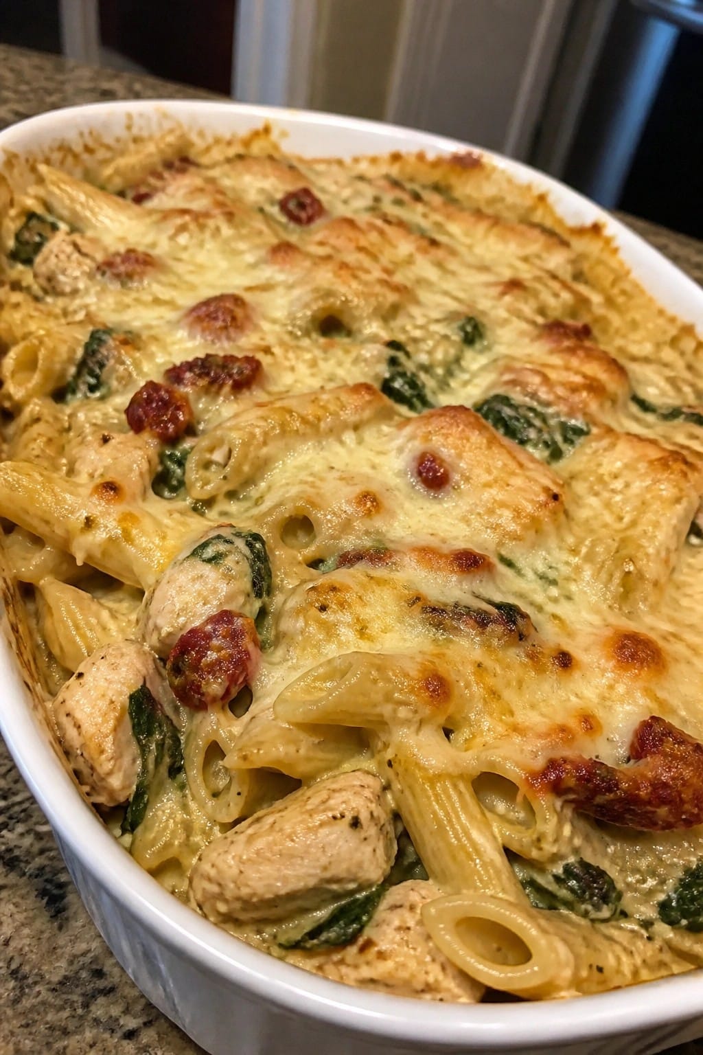 Creamy Tuscan Chicken Pasta Bake