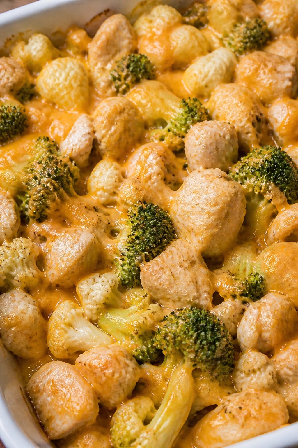 Buffalo Cauliflower Broccoli Chicken Casserole