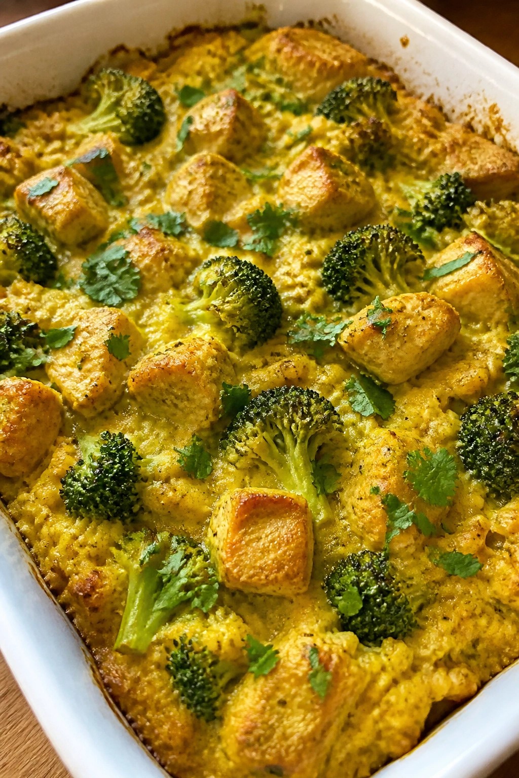 Indian Spiced Cauliflower Rice Broccoli Chicken Casserole