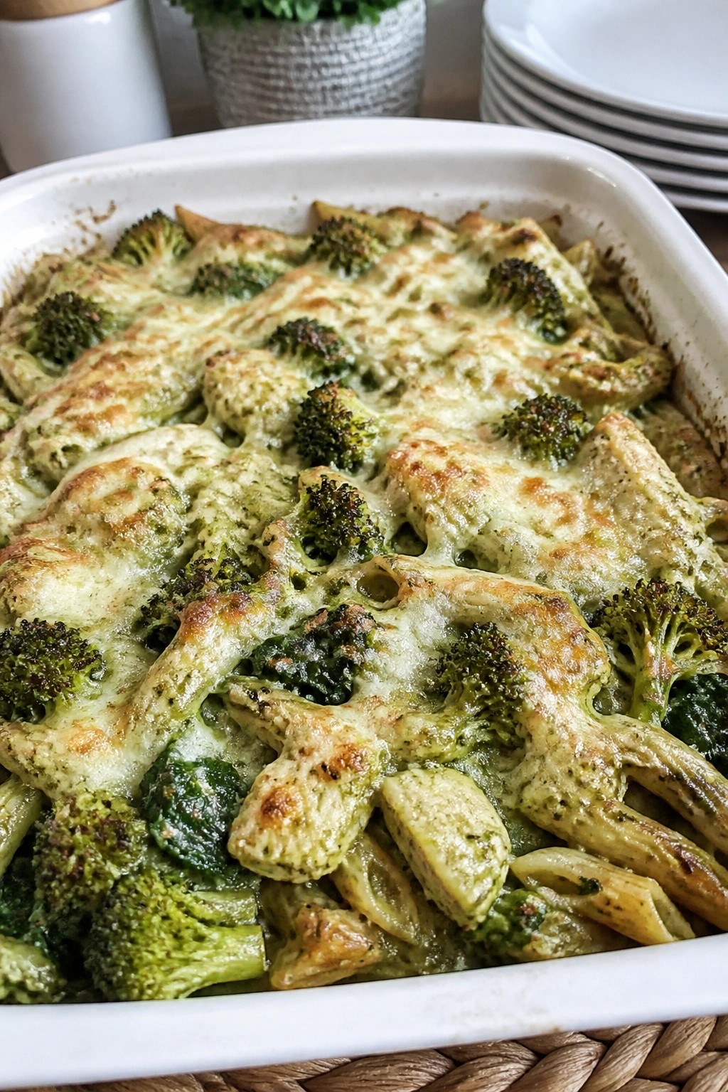 Pesto Spinach Whole Grain Broccoli Chicken Casserole