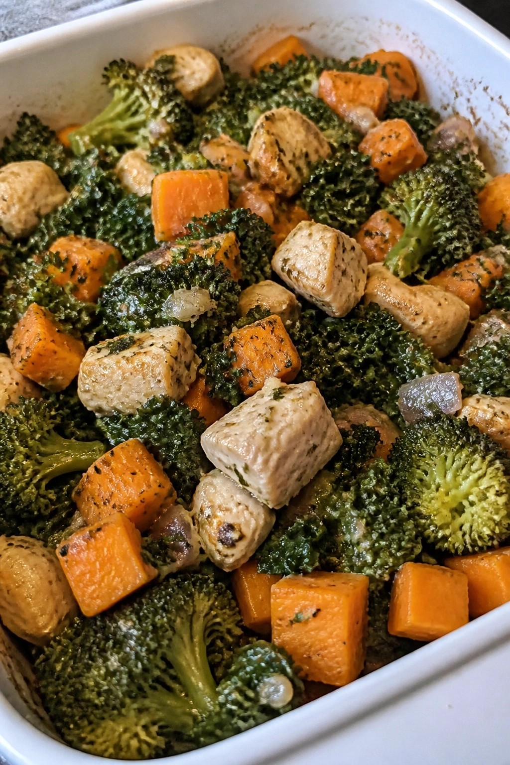 Sweet Potato Kale Broccoli Chicken Casserole
