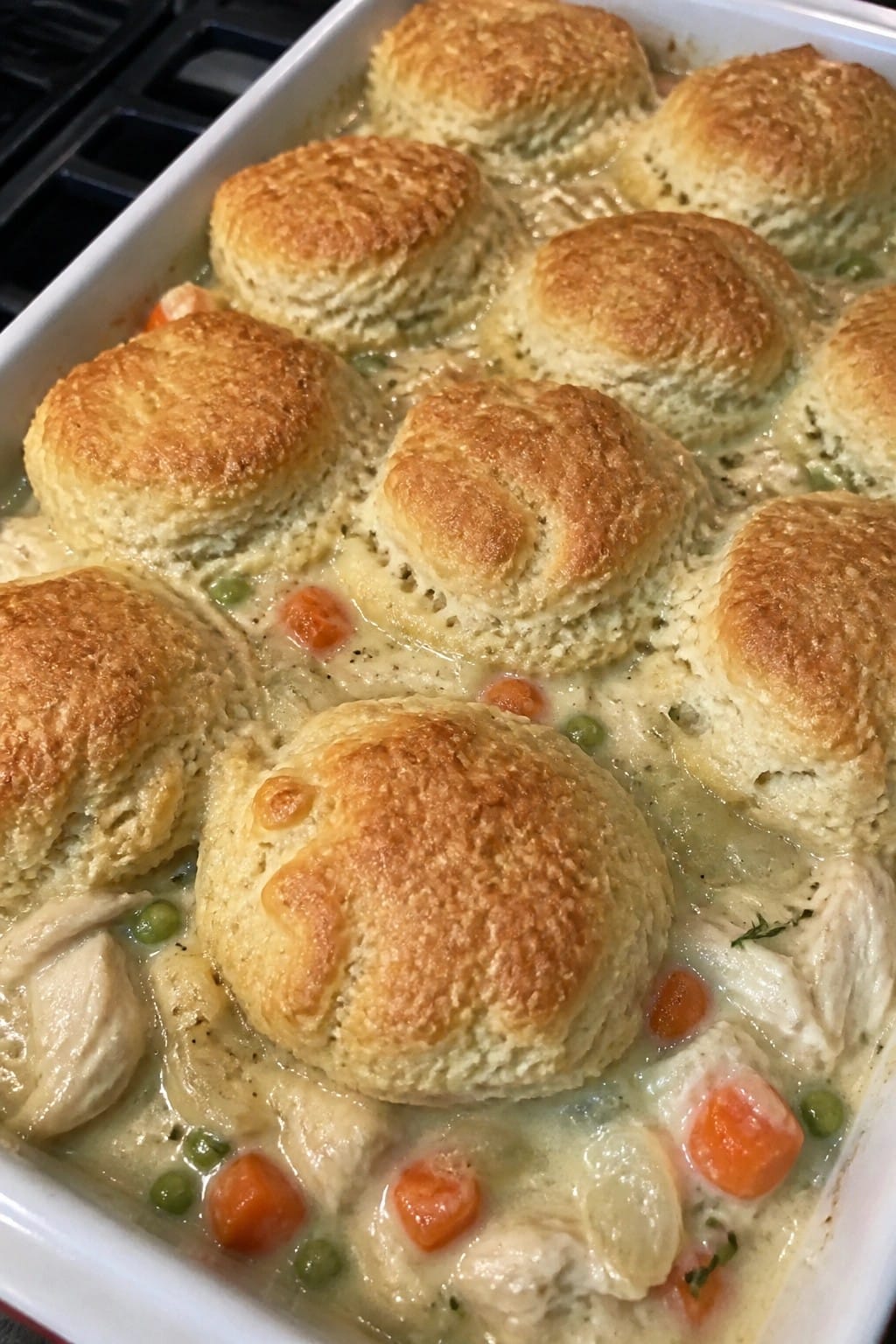 Chicken Pot Pie Casserole with Biscuit Topping