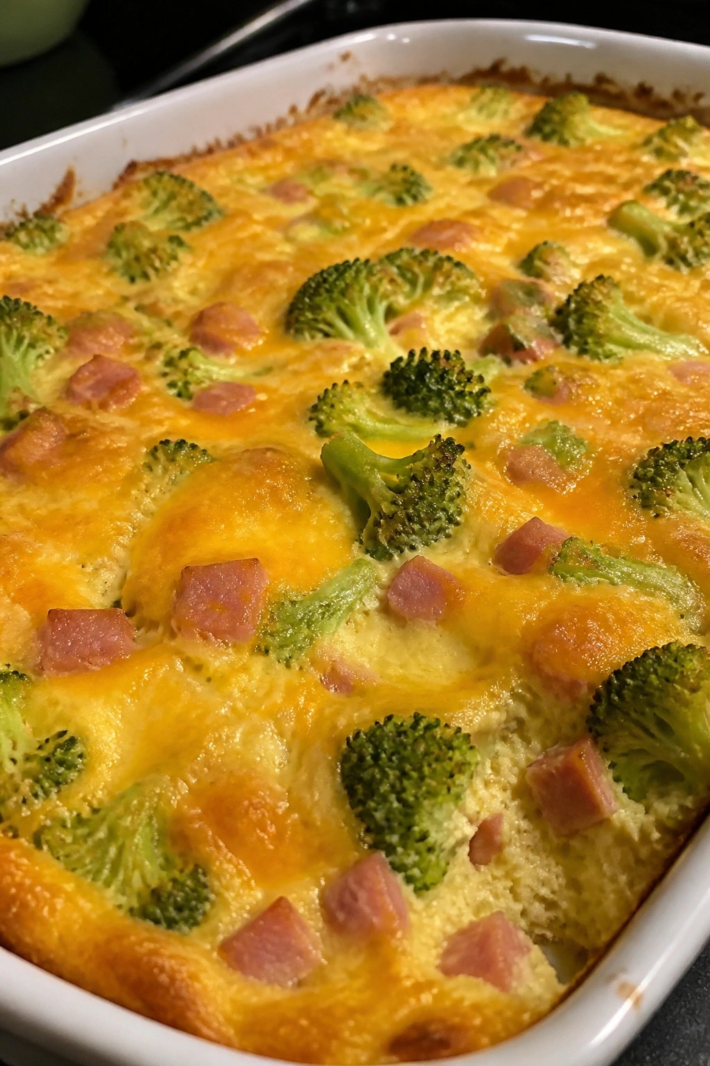 Broccoli Cheddar and Ham Egg Casserole