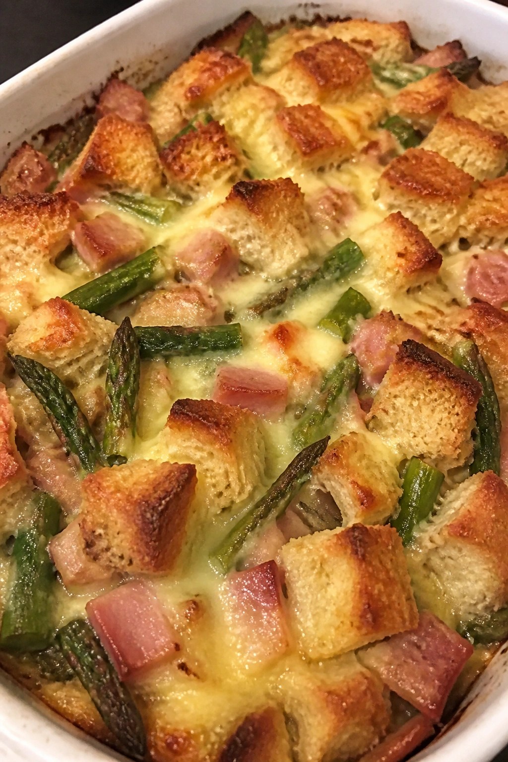 Ham and Asparagus Strata with Gruyere