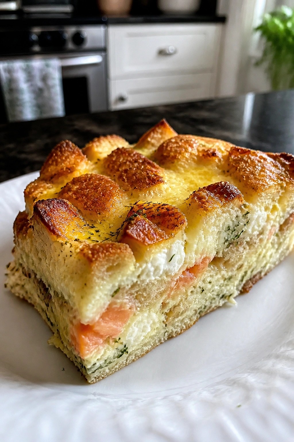 Smoked Salmon Dill Cream Cheese Strata
