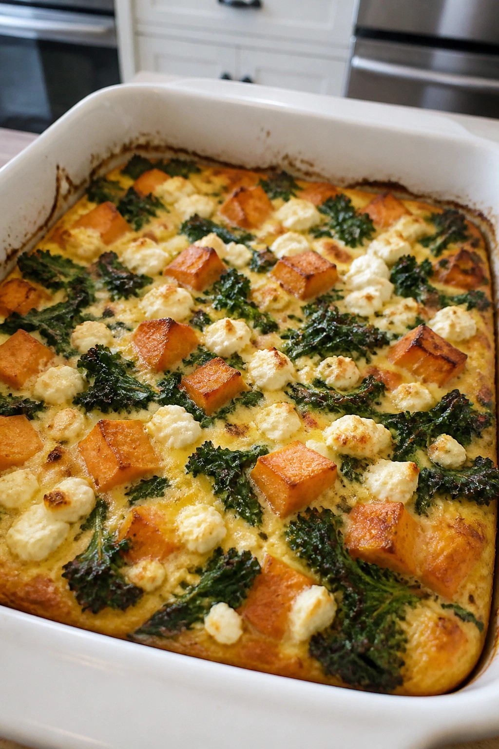 Sweet Potato Kale and Feta Breakfast Bake
