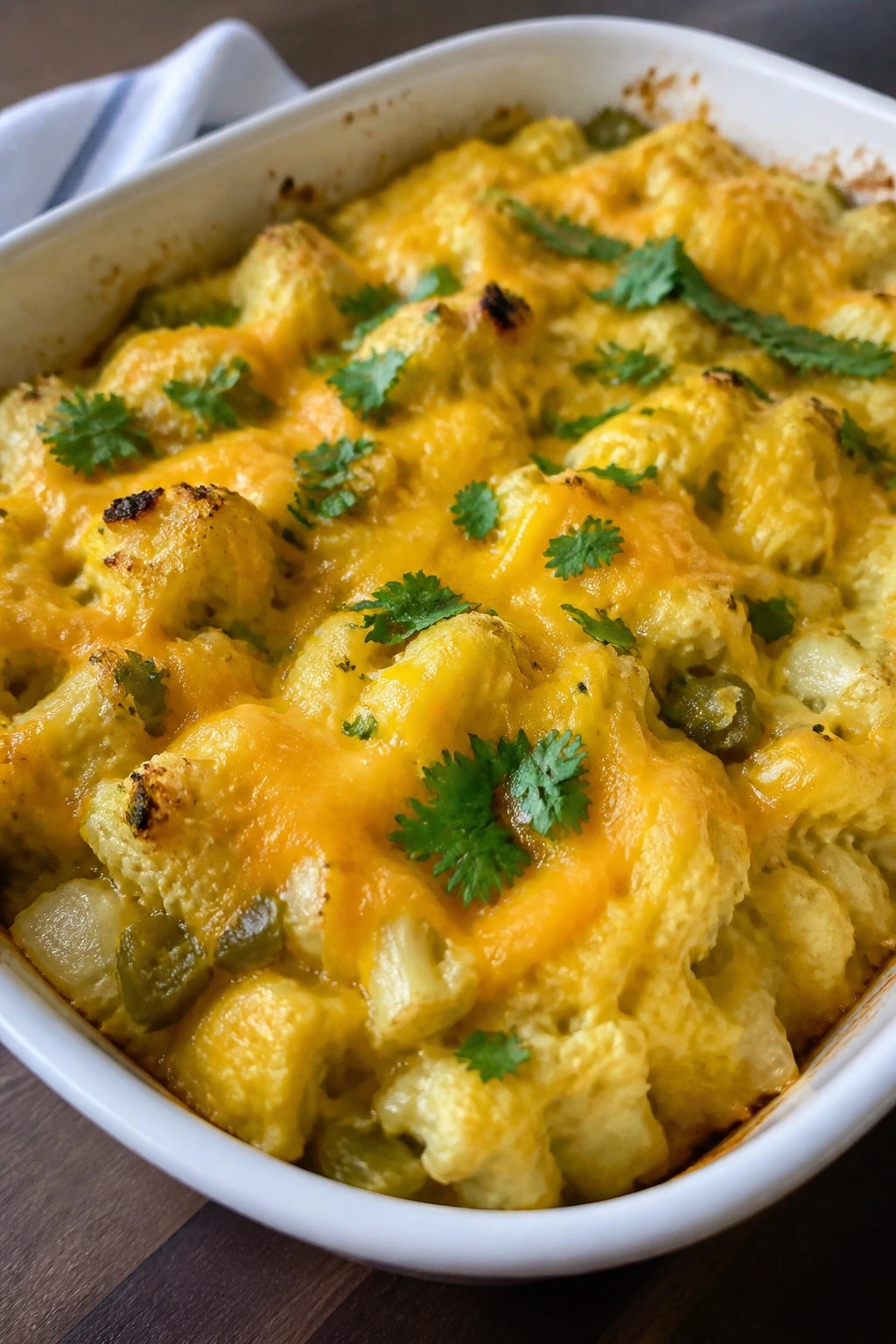 Cauliflower Hash Egg and Green Chile Breakfast Casserole
