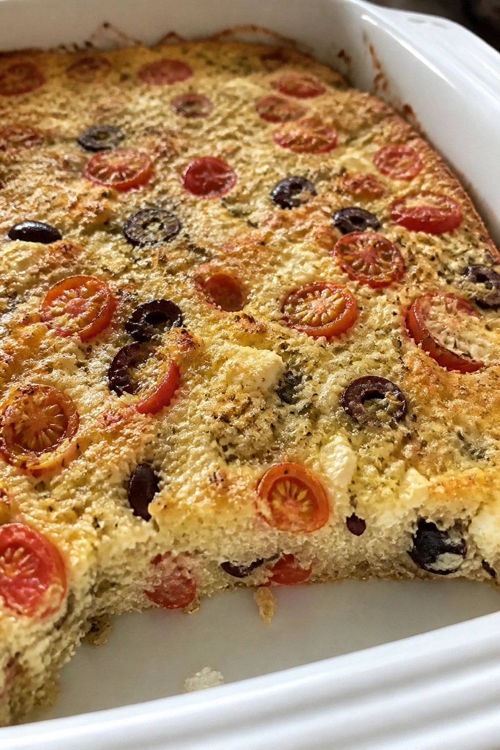 Mediterranean Quinoa Tomato Olive and Feta Breakfast Casserole