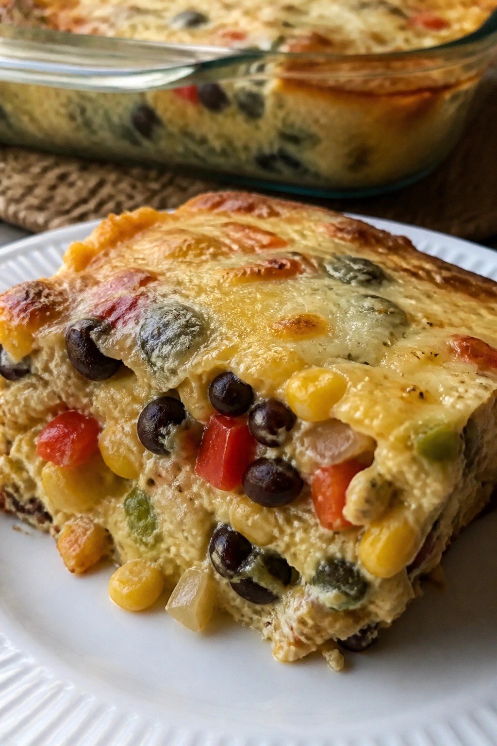 Mexican Black Bean Corn and Pepper Egg Casserole