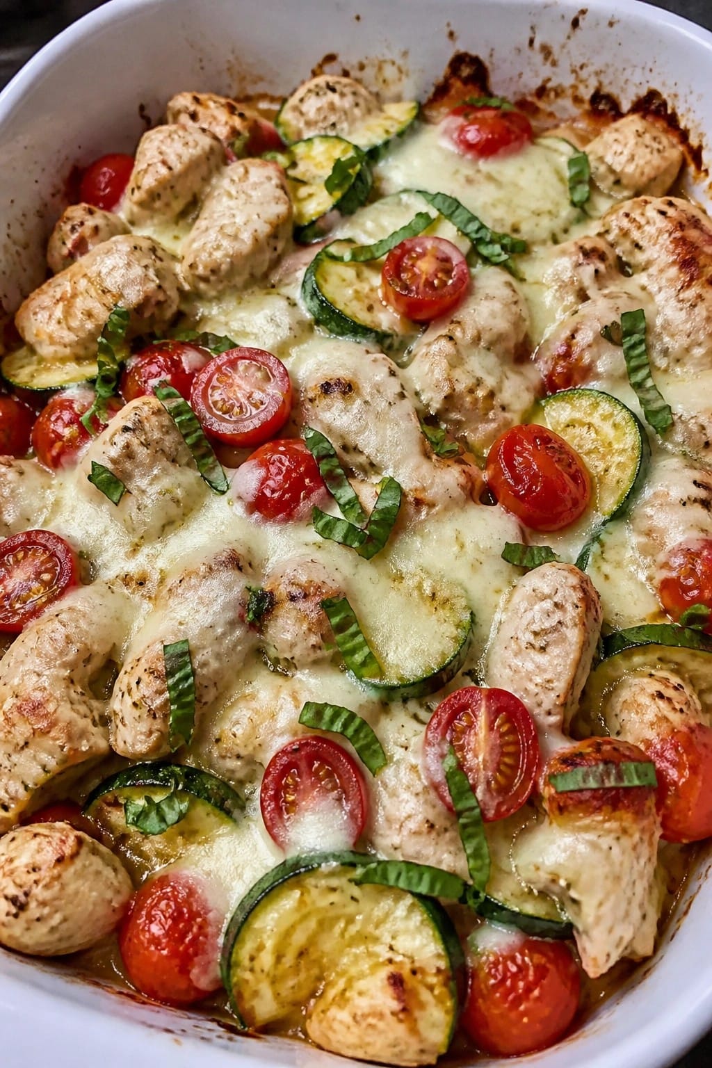 Caprese Chicken Tomato Basil Zucchini Casserole