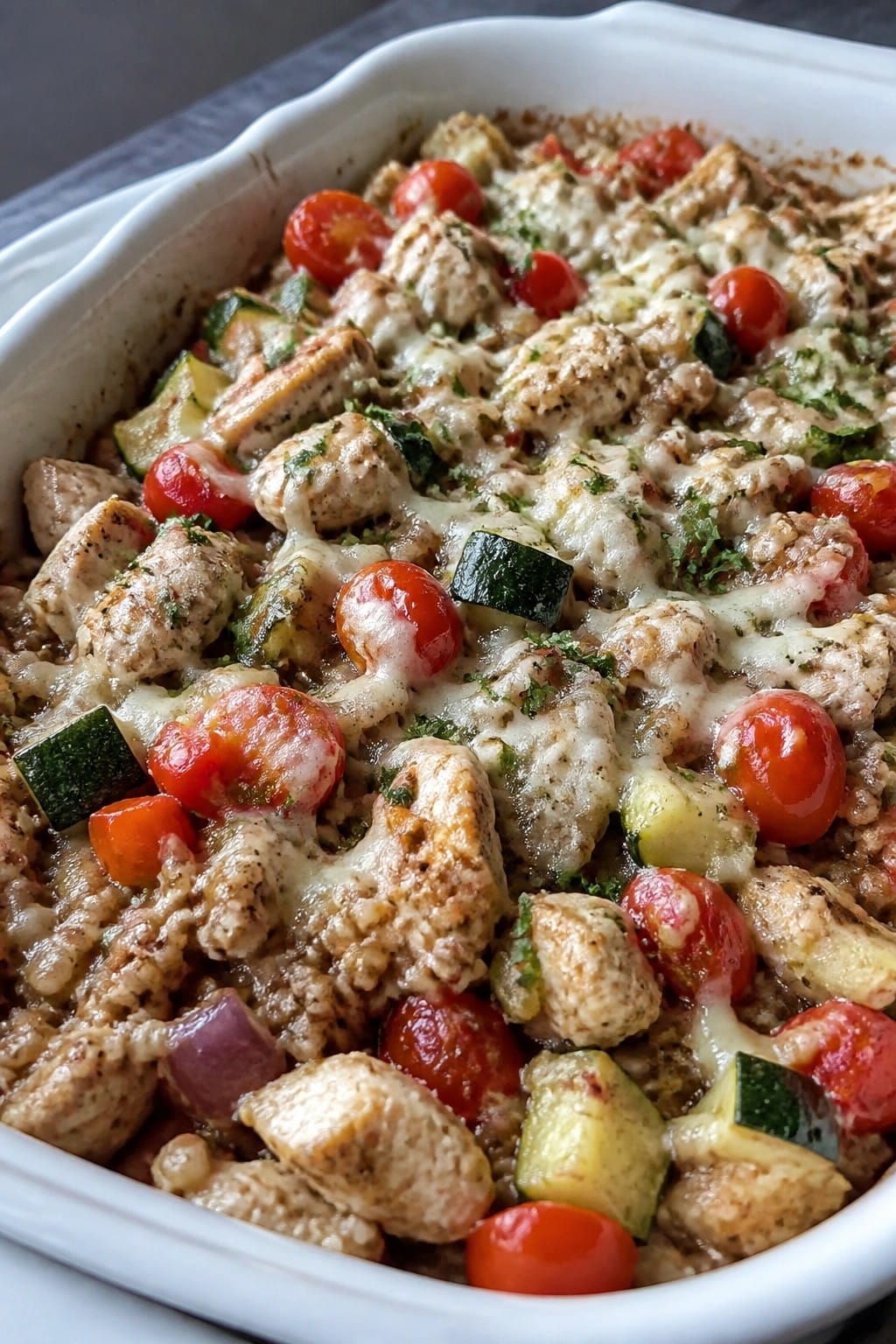 Italian Chicken Vegetable Farro Casserole