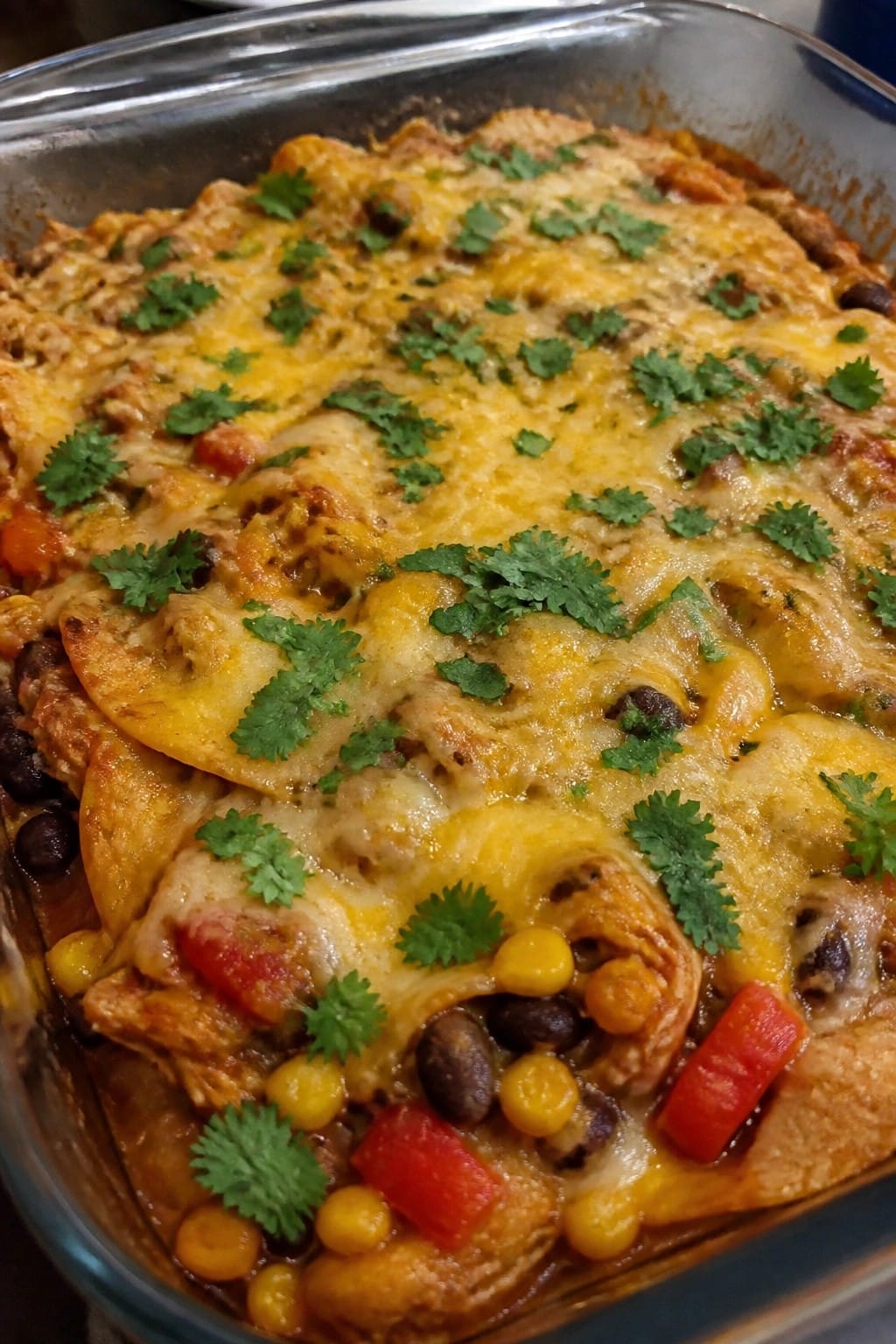 Mexican Black Bean Chicken Enchilada Casserole