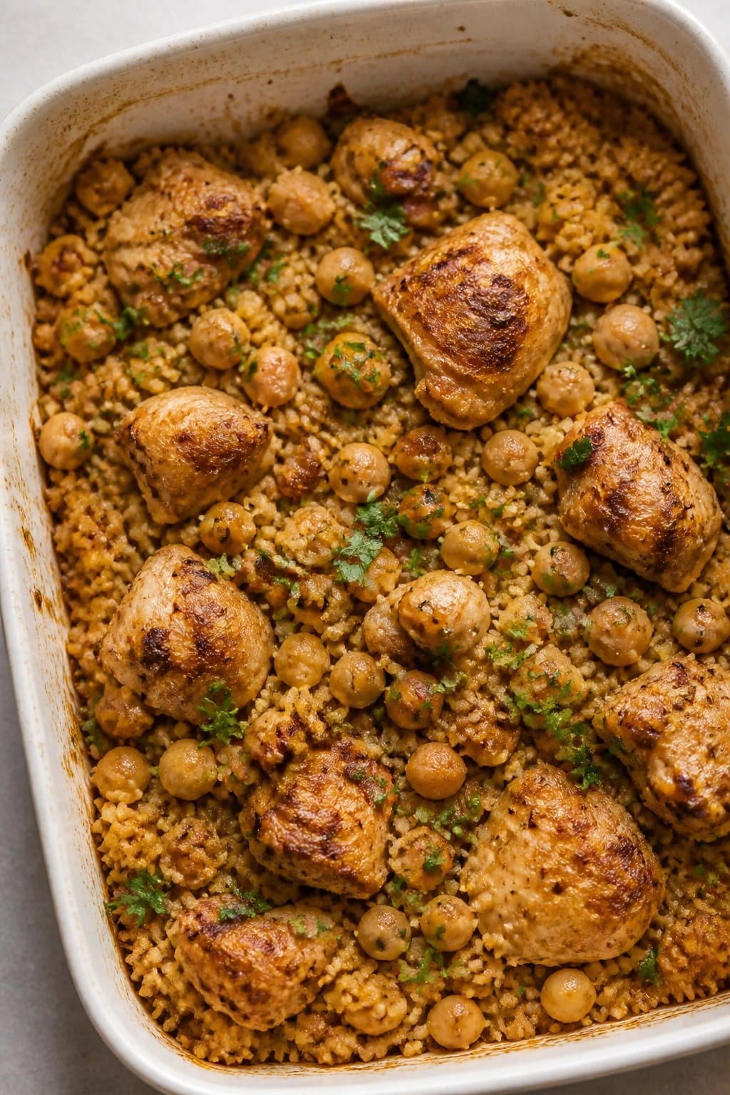 Moroccan Spiced Chicken Chickpea and Couscous Casserole