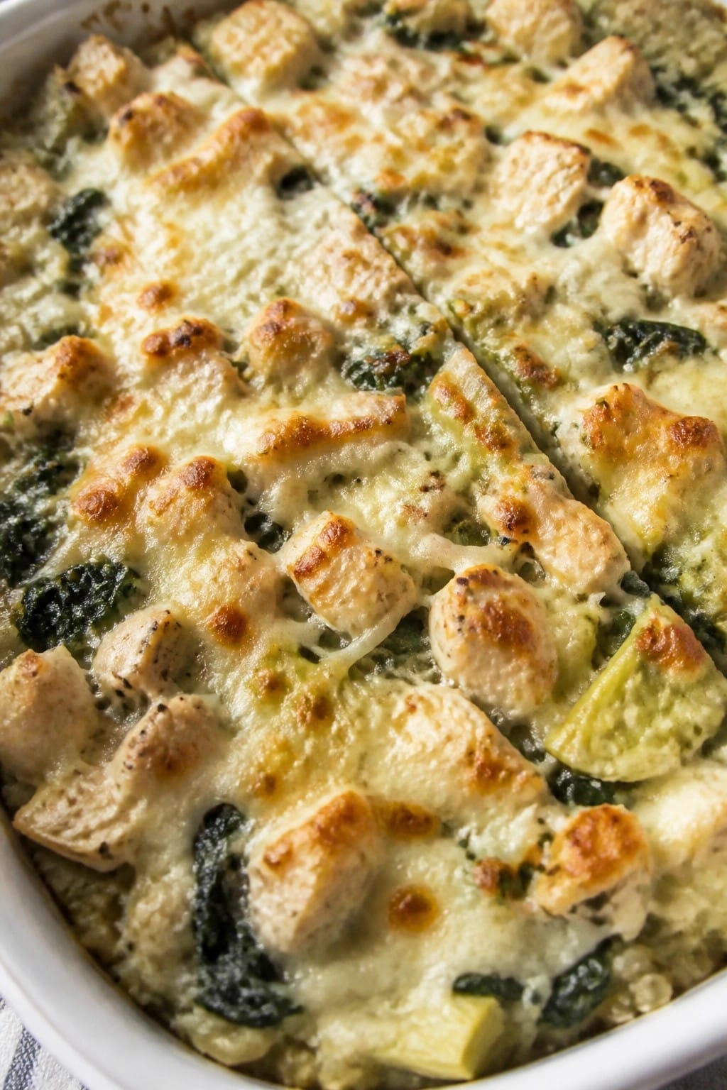 Spinach Artichoke Chicken Casserole with Cauliflower Rice