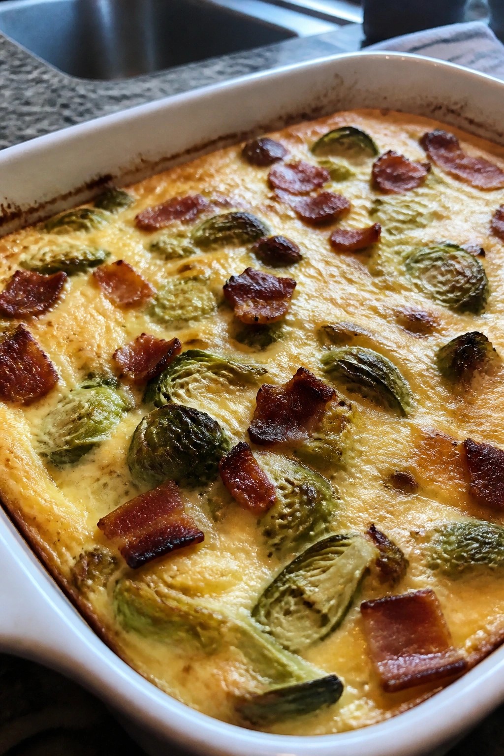 Bacon Brussels Sprouts Gouda Bake
