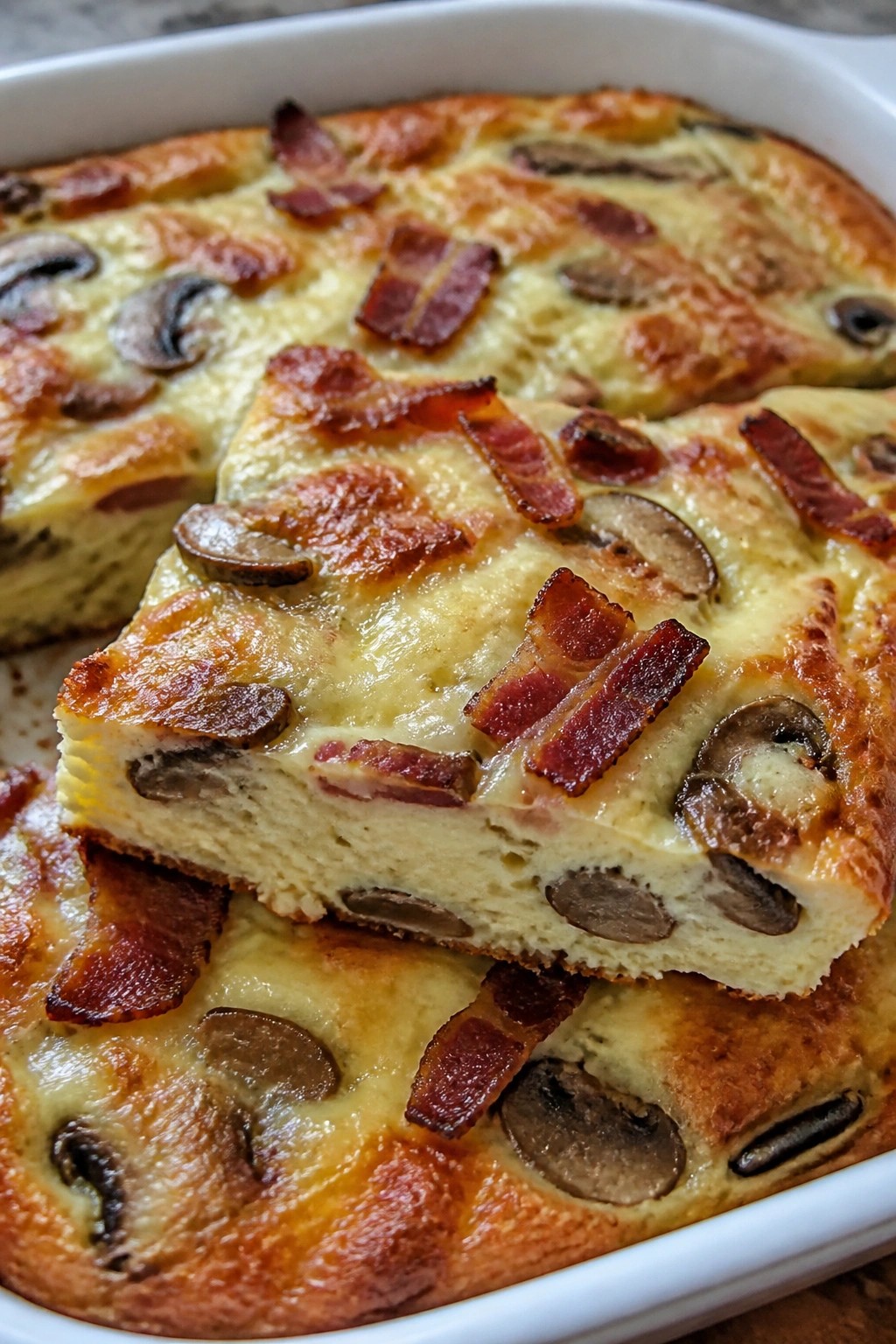 Bacon Mushroom and Swiss Egg Bake