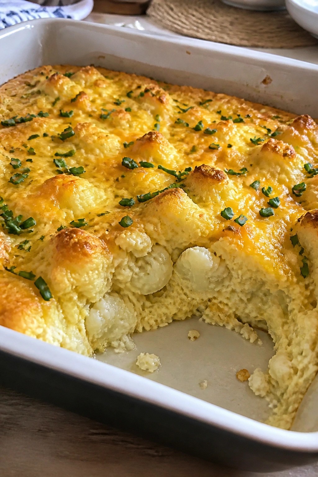 Cauliflower Cheddar and Chive Egg Bake