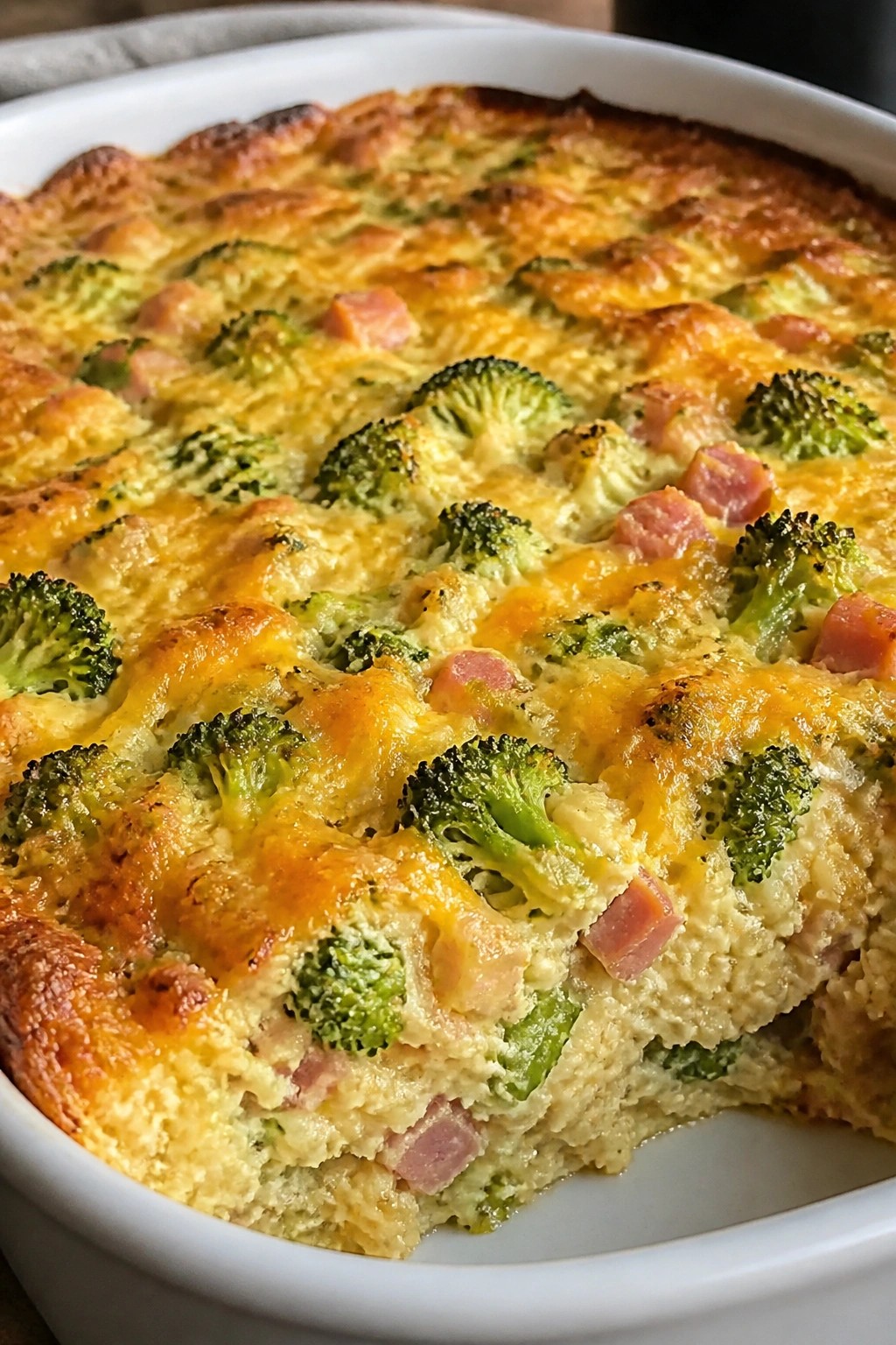 Ham Broccoli and Cheddar Comfort Casserole