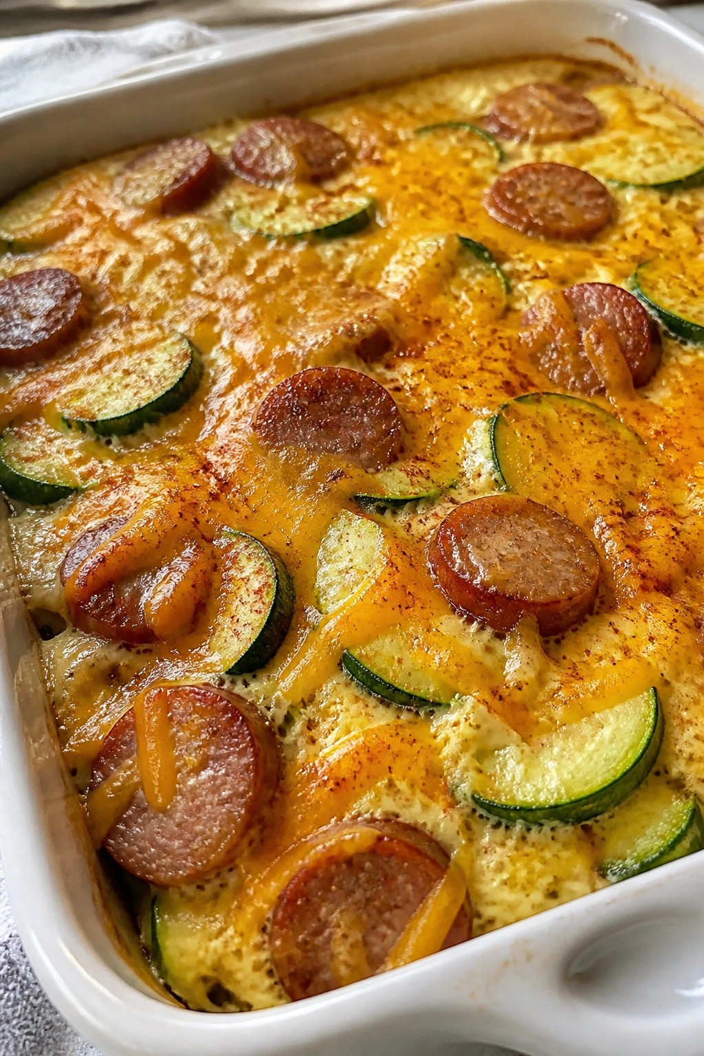 Spicy Chicken Sausage Zucchini Casserole