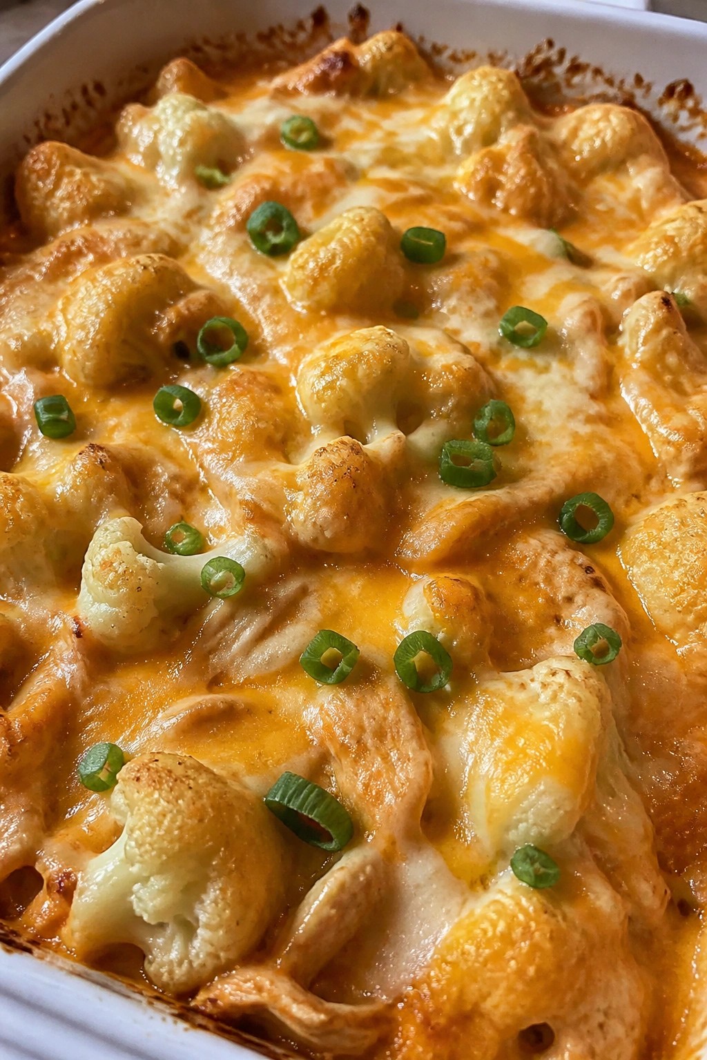 Cheesy Buffalo Chicken Cauliflower Casserole