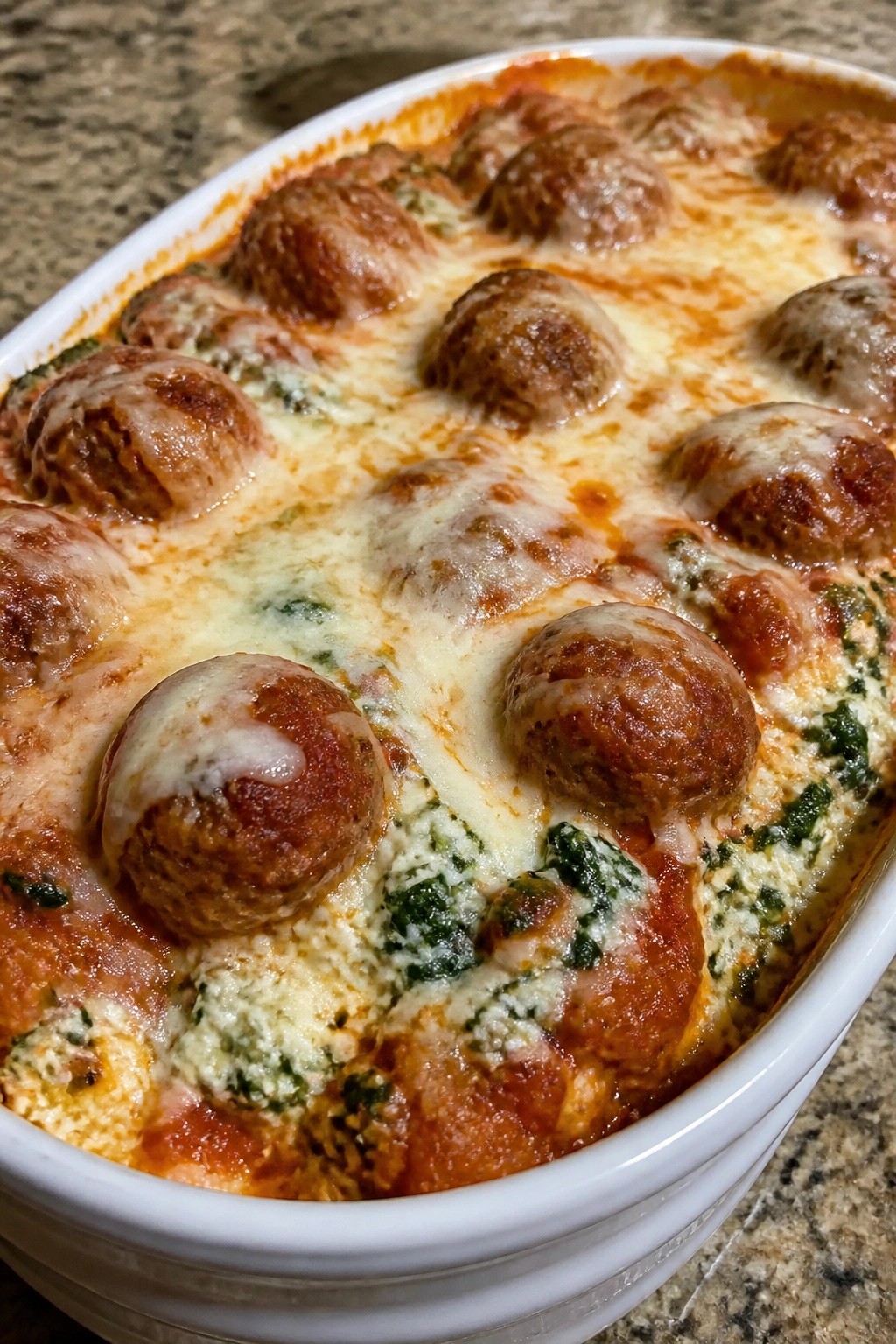 Italian Meatball Spinach Casserole