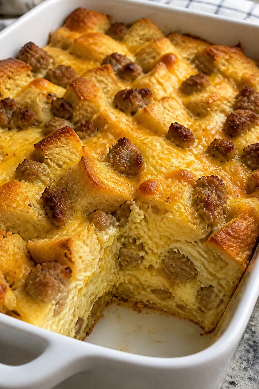 Sausage, Egg, and Cheddar Strata Casserole